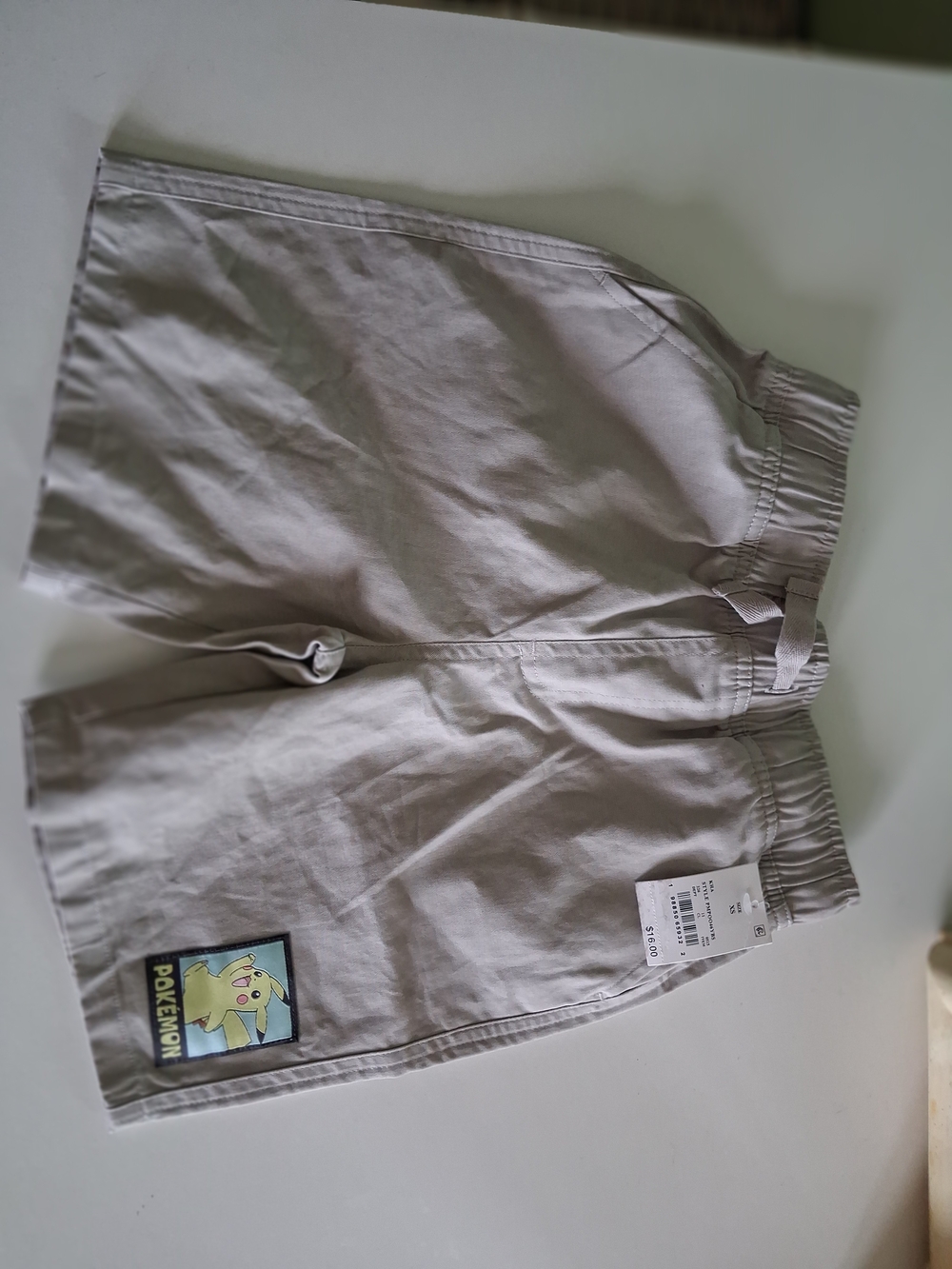 Pokemon Light Gray Kids Shorts with Pikachu Patch